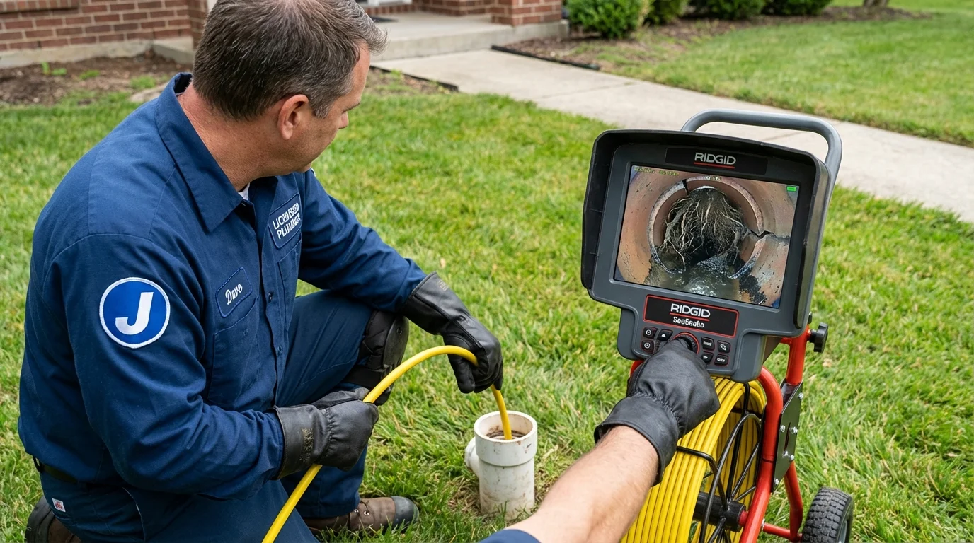 Sewer camera inspection being performed by Johns Plumbing LLC in Gerald