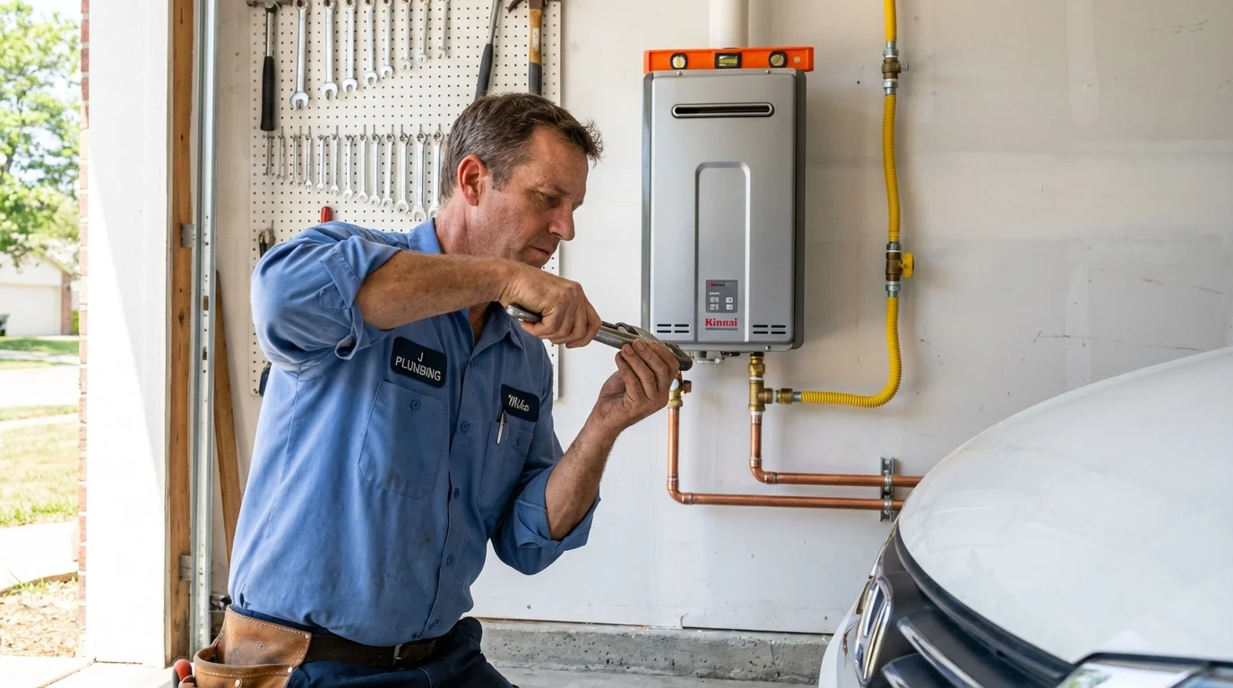 Tankless water heater installation by a Johns Plumbing LLC plumber in Gerald